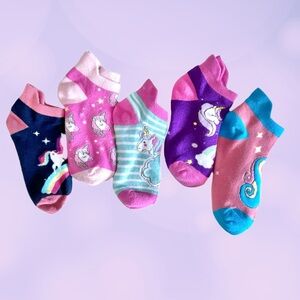 Unicorns & Rainbows 5-Pack Ankle Socks Girl’s Medium 5-8 Years NWOT
